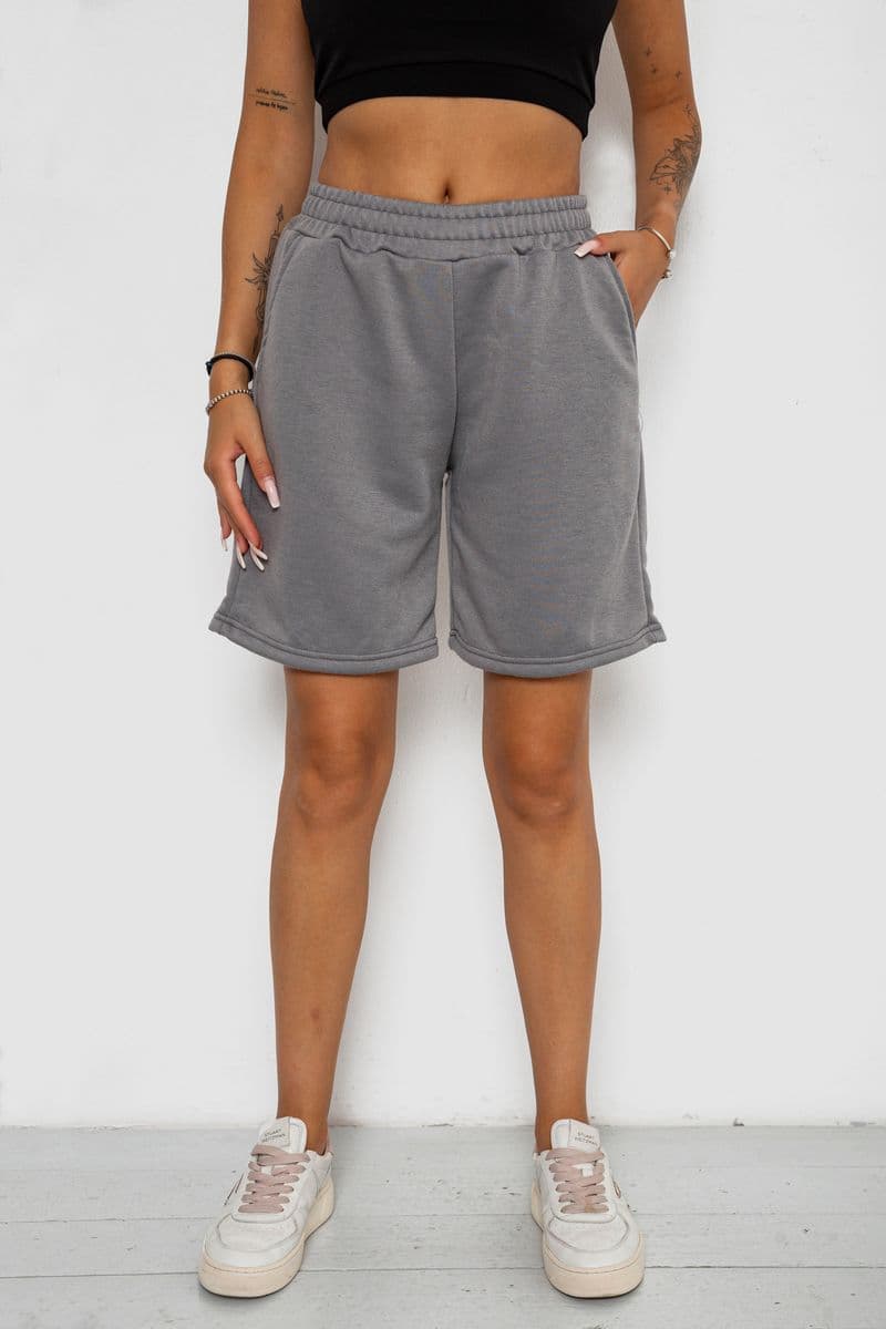 Шорти жіночі однотонні, колір сірий, 238R57820-1 - зображення 1