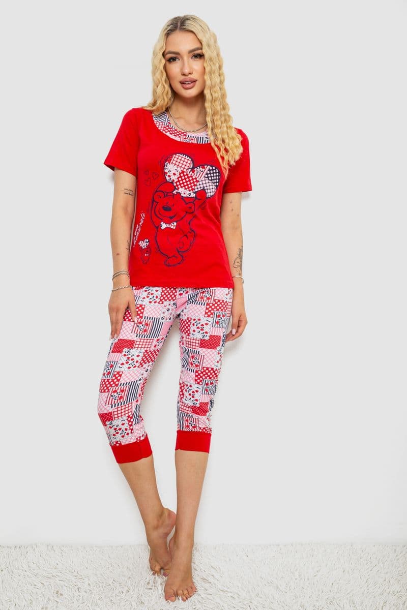 Піжама жіноча, колір червоний, 243R03677 - зображення 1