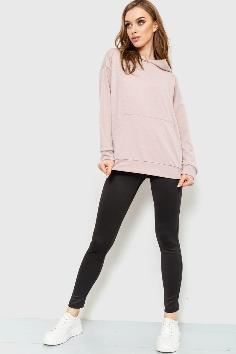 Худи жіночий двохнитка, колір світло-бежевий, 102R282 - зображення 1