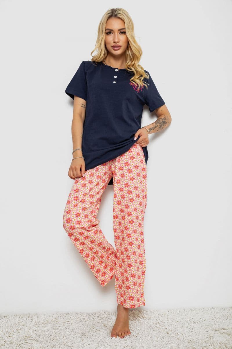 Піжама жіноча з принтом, колір синій, 243R10362 - зображення 1