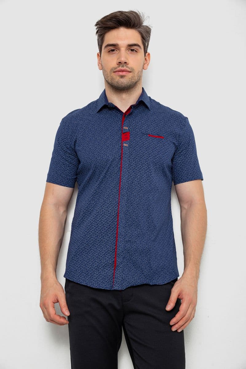 Сорочка чоловіча з принтом, колір синій, 214R7018 - зображення 1