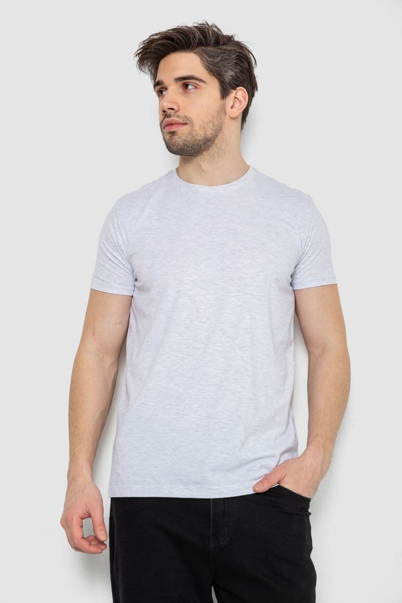 Футболка чоловіча однотонна базова, колір світло-сірий, 244R2410 - зображення 1