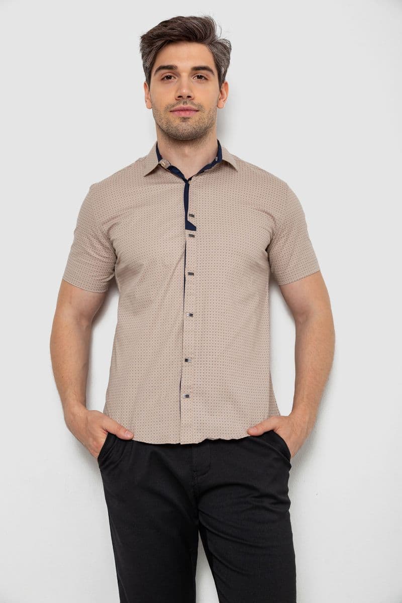 Сорочка чоловіча з принтом, колір бежевий, 214R7021 - зображення 1