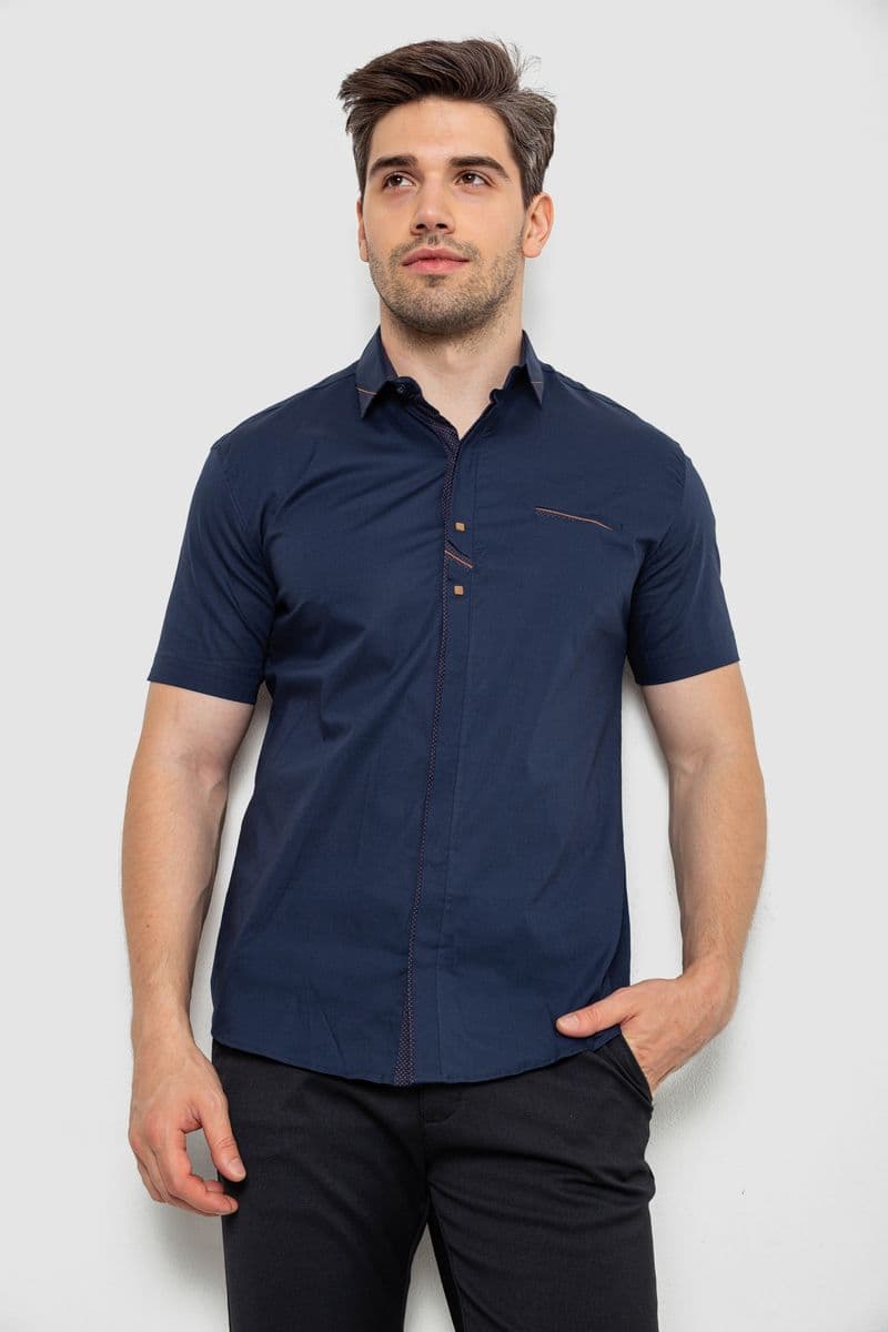 Сорочка чоловіча, колір темно-синій, 214R7007 - зображення 1