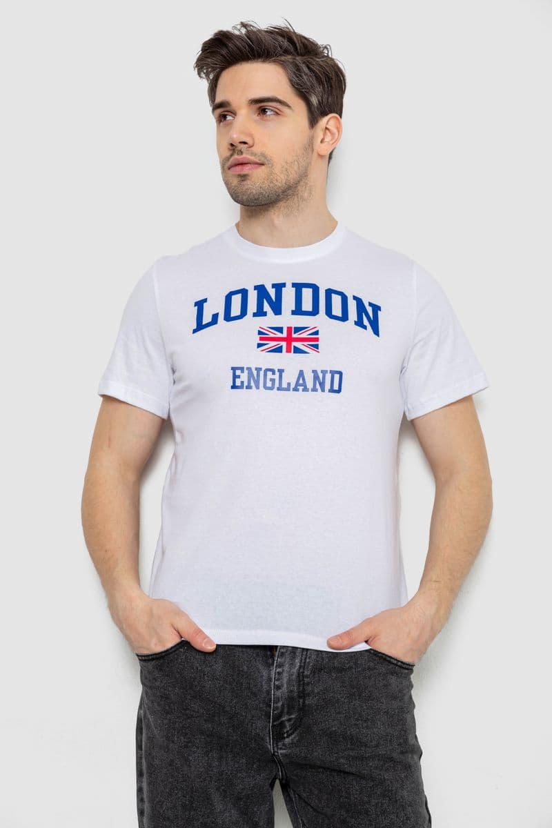 Футболка чоловіча з принтом, колір білий, 241R1909 - зображення 1