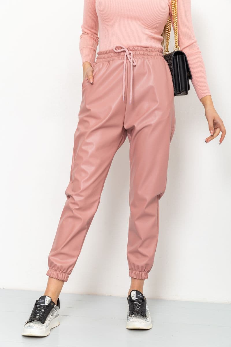 Лосини жіночі на флісі, колір пудровий, 164R150 - зображення 1