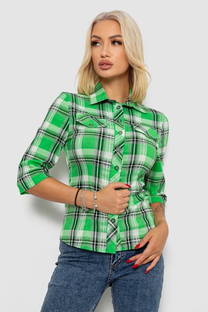 Сорочка жіноча в смужку 230R064-10, колір Зелений - зображення 1