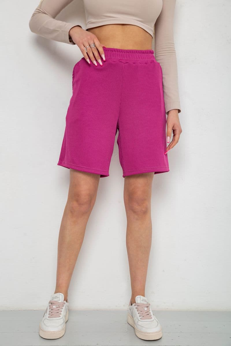 Шорти жіночі в рубчик, колір фуксія, 238R110 - зображення 1