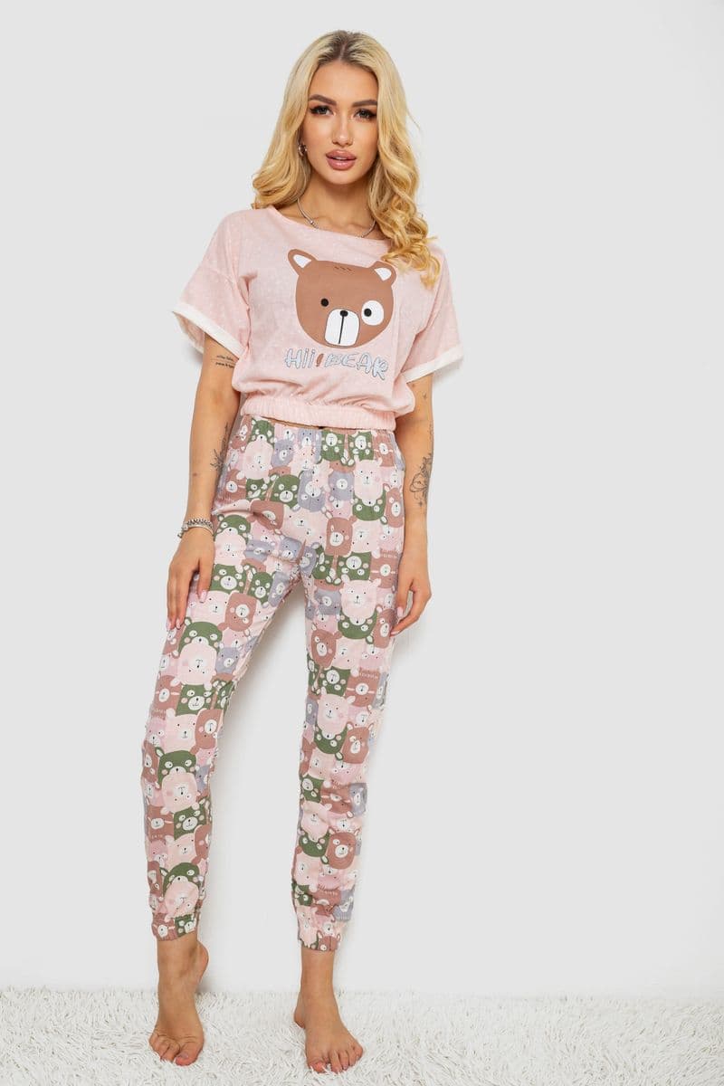 Піжама жіноча з принтом, колір рожевий, 243R15204 - зображення 1