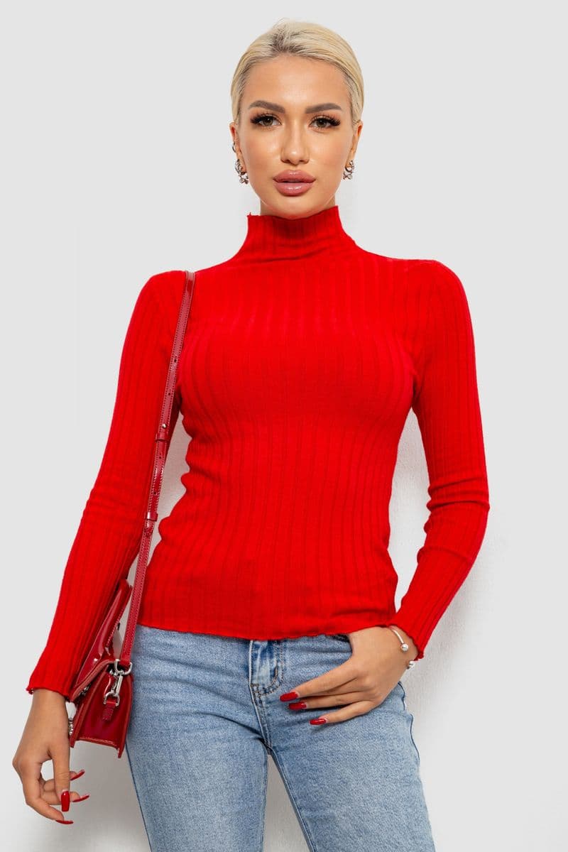 Гольф жіночий однотонний, колір червоний, 204R040 - зображення 1