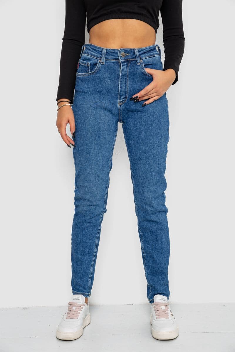 Джинси жіночі Mom-fit стрейч, колір синій, 244R1134 - зображення 1