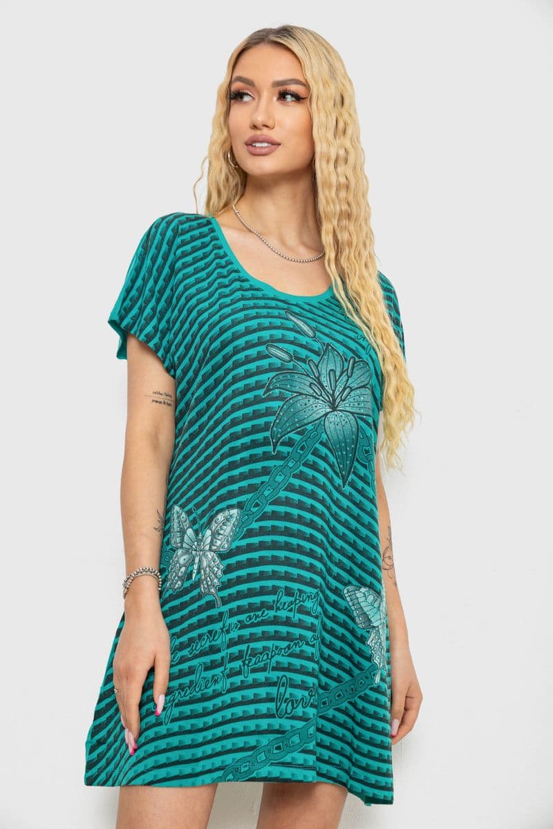 Туніка жіноча з принтом, колір зелений, 238RBD378 - зображення 1