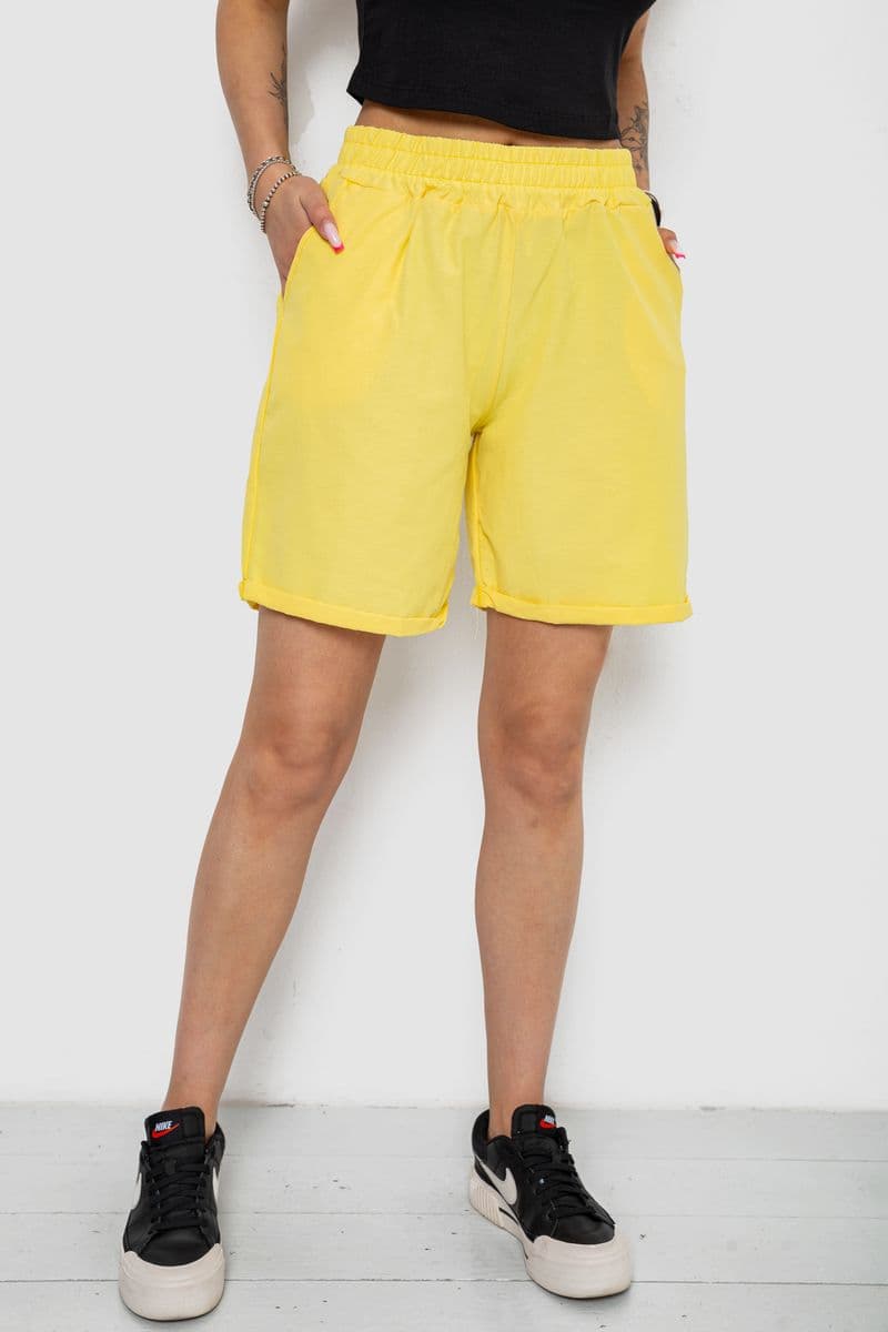 Шорти жіночі однотонні, колір жовтий, 238R315 - зображення 1