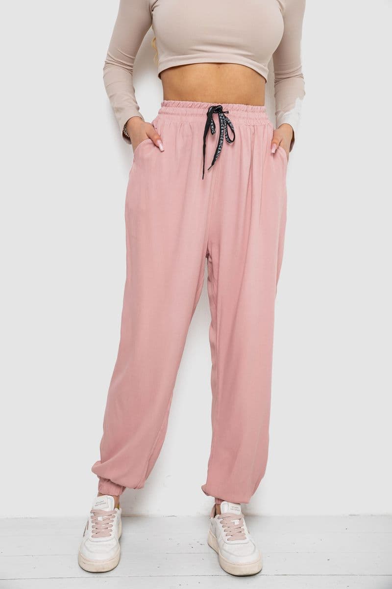 Штани жіночі катонові, колір пудровий, 244RLE-071 - зображення 1