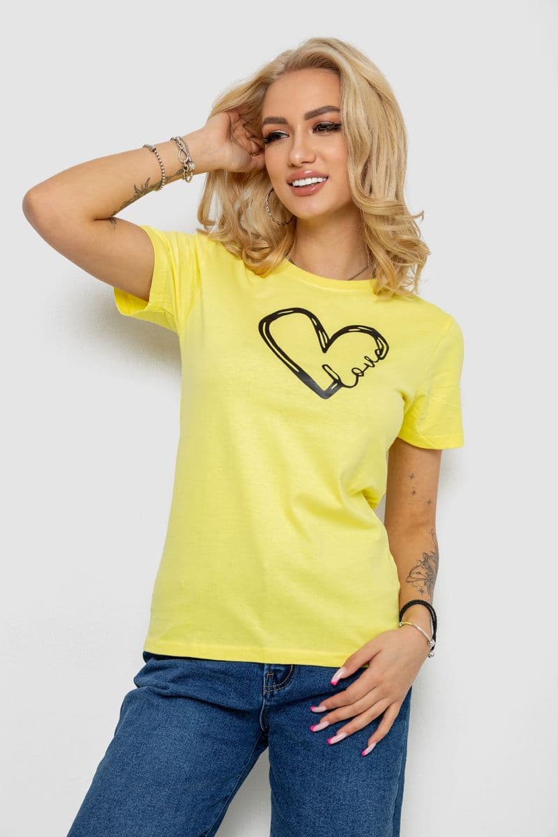 Футболка жіноча з принтом, колір жовтий, 238R558 - зображення 1