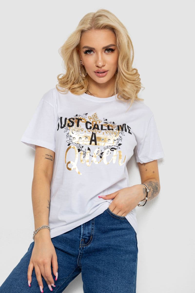 Футболка жіноча, колір білий, 244R4612 - зображення 1