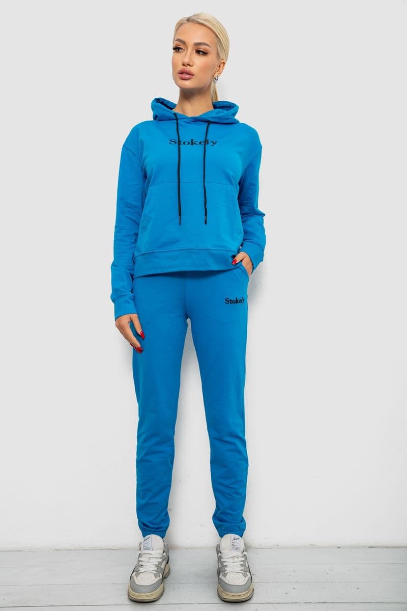 Спортивний костюм жіночий двонитка, колір джинс, 214R1419-006 - зображення 1