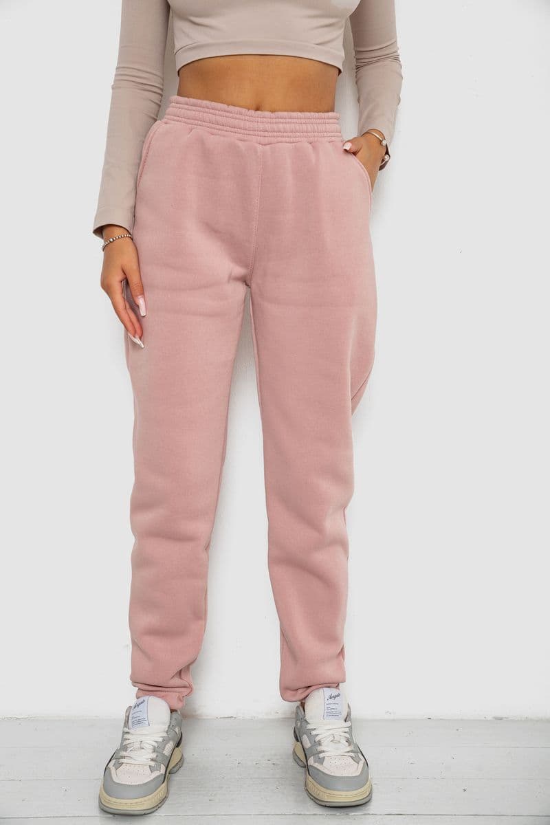Спортивні штани жіночі на флісі, колір пудровий, 238R57828 - зображення 1