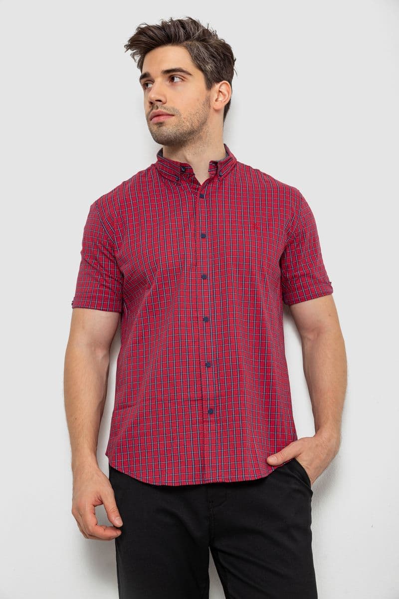 Сорочка чоловіча в клітку, колір червоний, 214R2445 - зображення 1