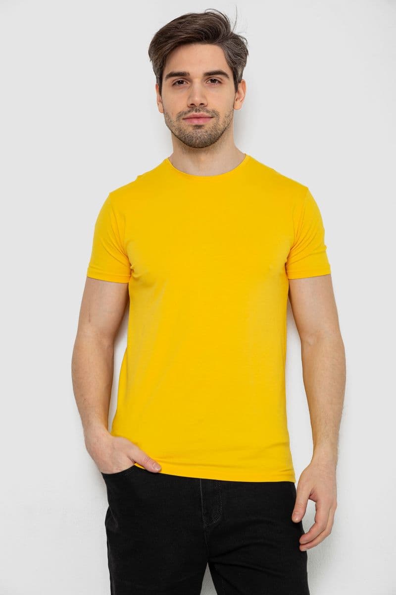 Футболка чоловіча однотонна базова, колір жовтий, 244R2407 - зображення 1