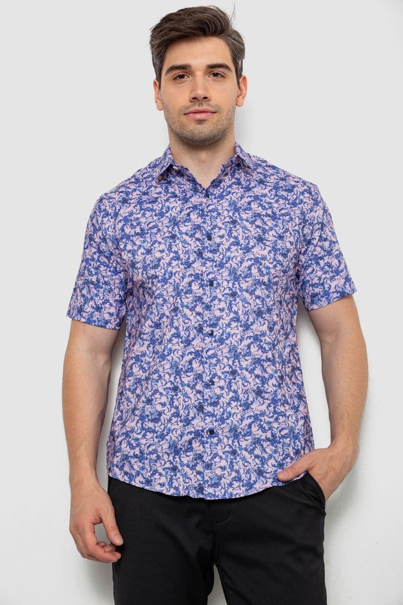 Сорочка чоловіча з принтом, колір бузковий, 214R7341 - зображення 1