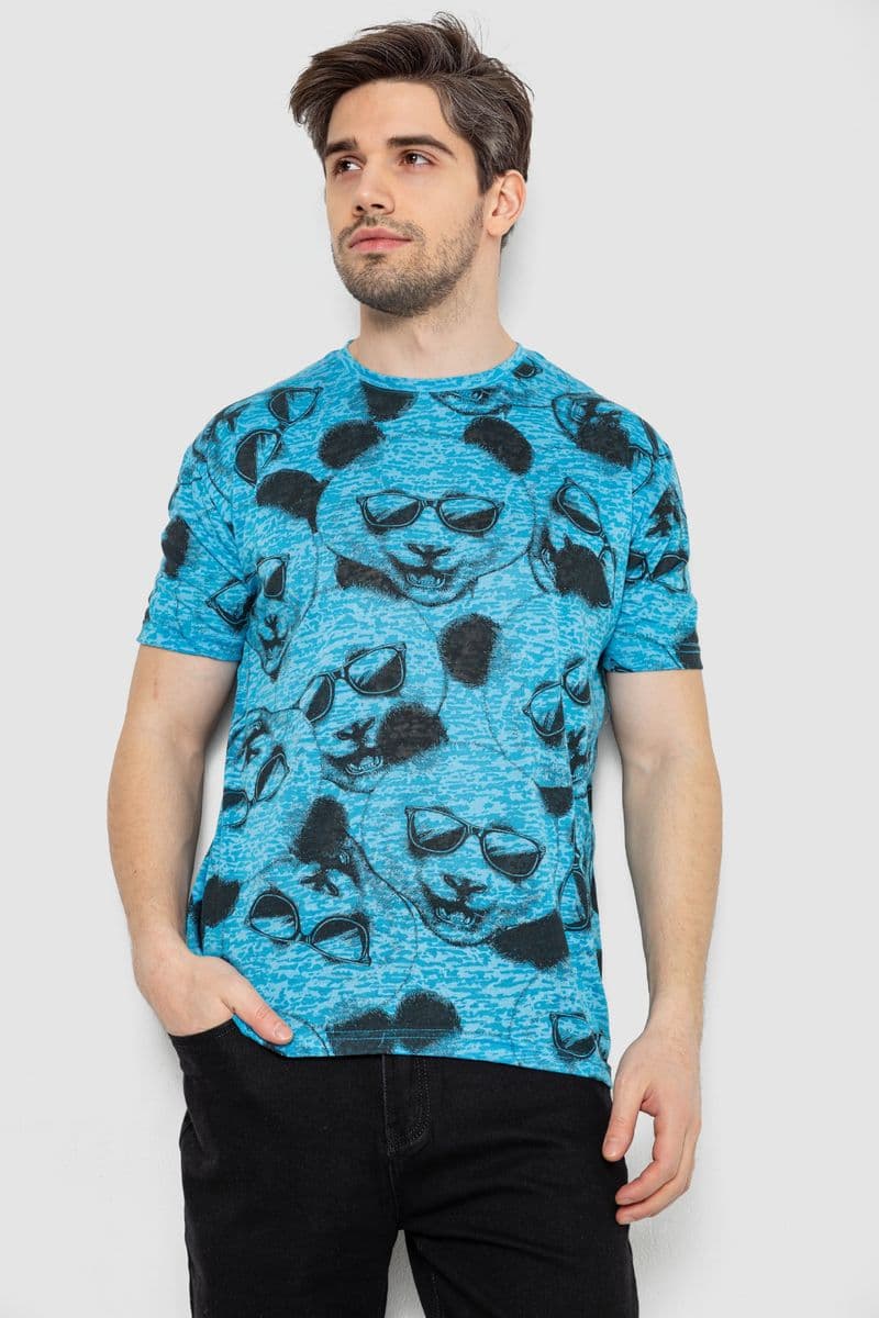 Футболка чоловіча з принтом, колір блакитний, 244R6029 - зображення 1