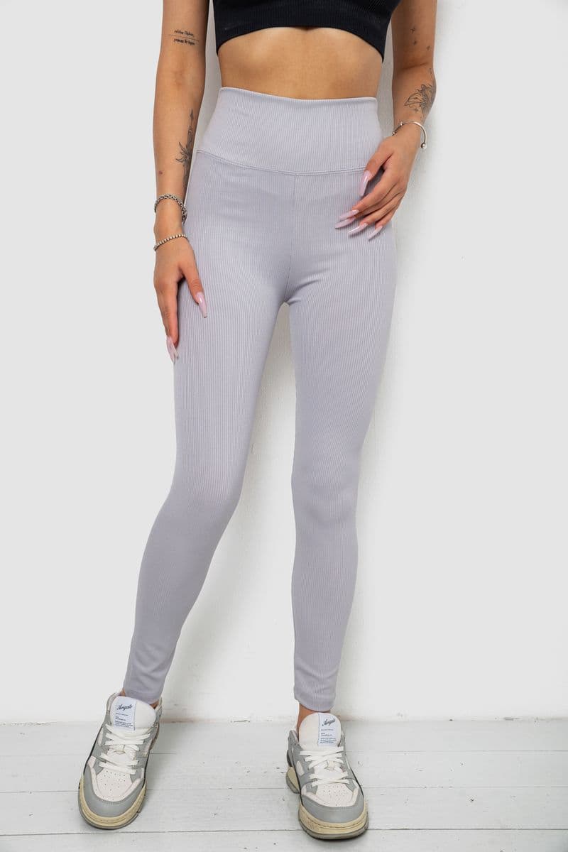 Лосини однотонні в рубчик, колір сірий, 238R606 - зображення 1