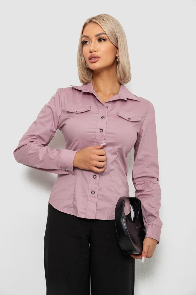 Сорочка жіноча однотонна, колір пудровий, 230R068 - зображення 1