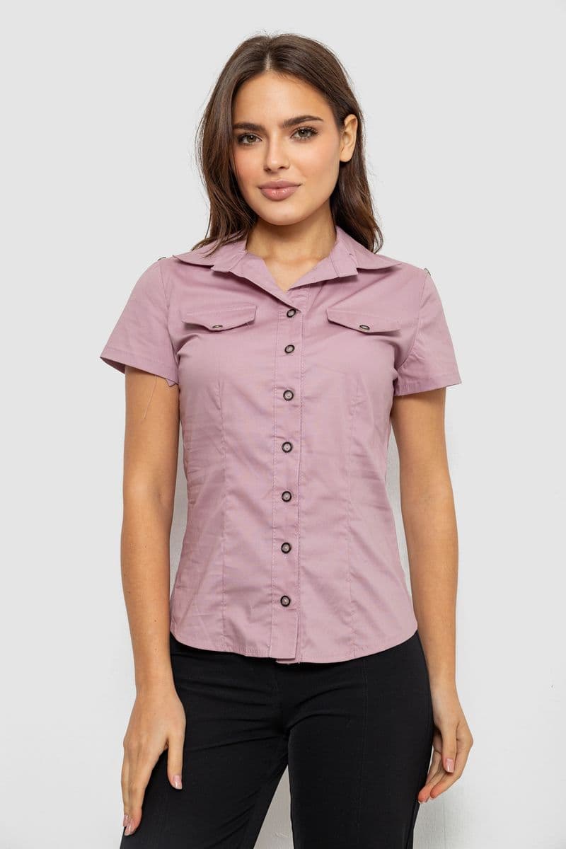 Сорочка жіноча однотонна, колір пудровий, 230R068-1 - зображення 1