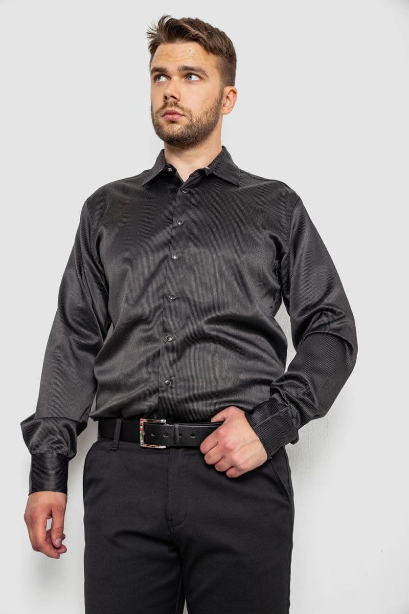 Сорочка чоловіча, колір чорний, 214R3061 - зображення 1