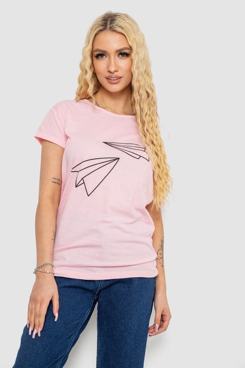 Футболка жіноча з принтом, колір рожевий, 244R2217 - зображення 1
