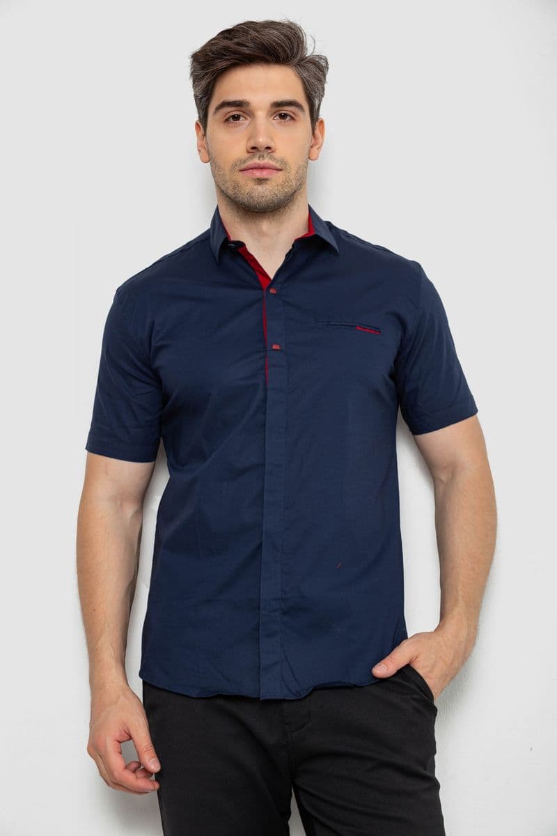 Сорочка чоловіча однотонна, колір темно-синій, 214R7118 - зображення 1