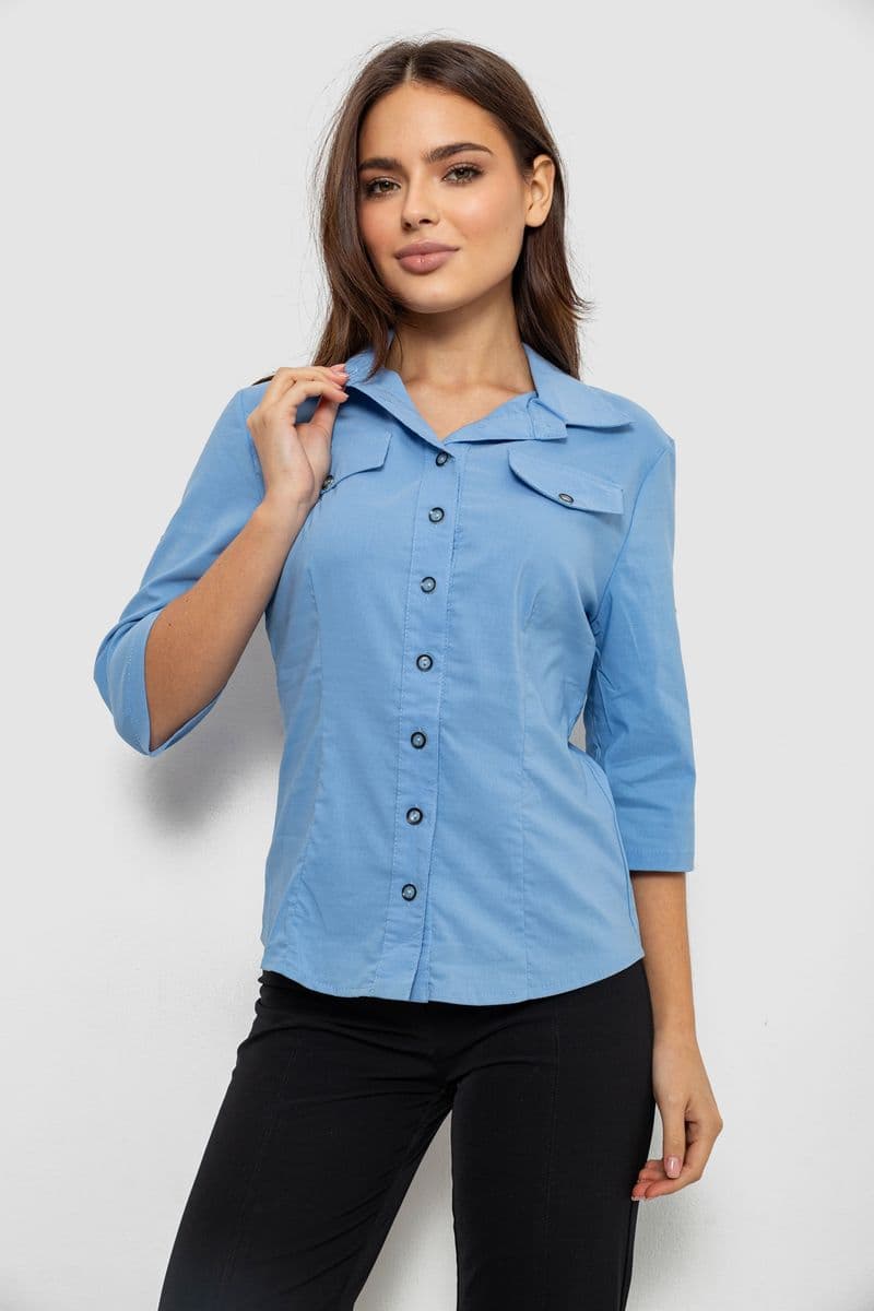 Сорочка жіноча однотонна, колір джинс, 230R068-5 - зображення 1