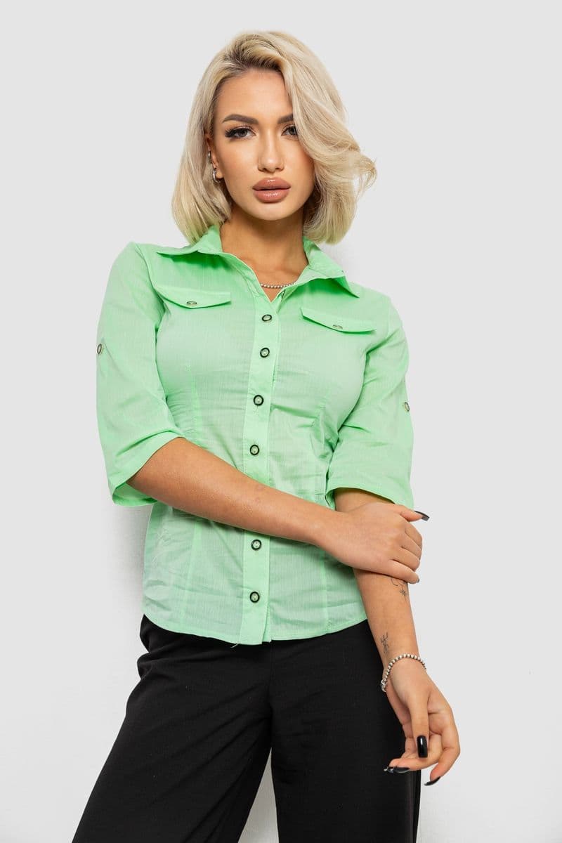 Сорочка жіноча однотонна, колір м'ятний, 230R068-5 - зображення 1