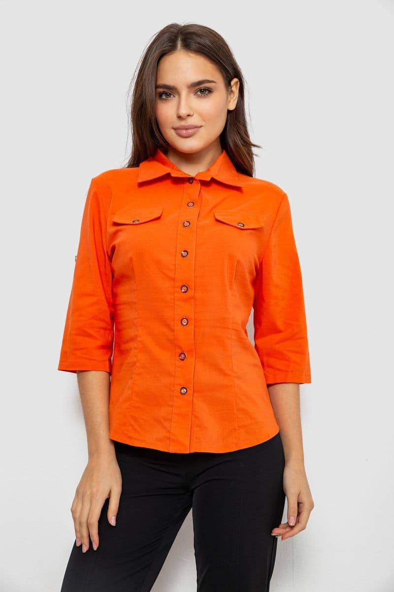Сорочка жіноча однотонна, колір помаранчевий, 230R068-5 - зображення 1