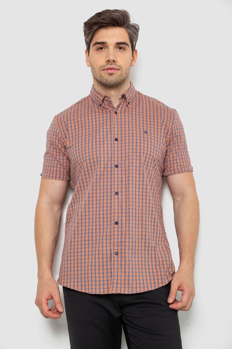 Сорочка чоловіча в клітку, колір помаранчевий, 214R2445 - зображення 1