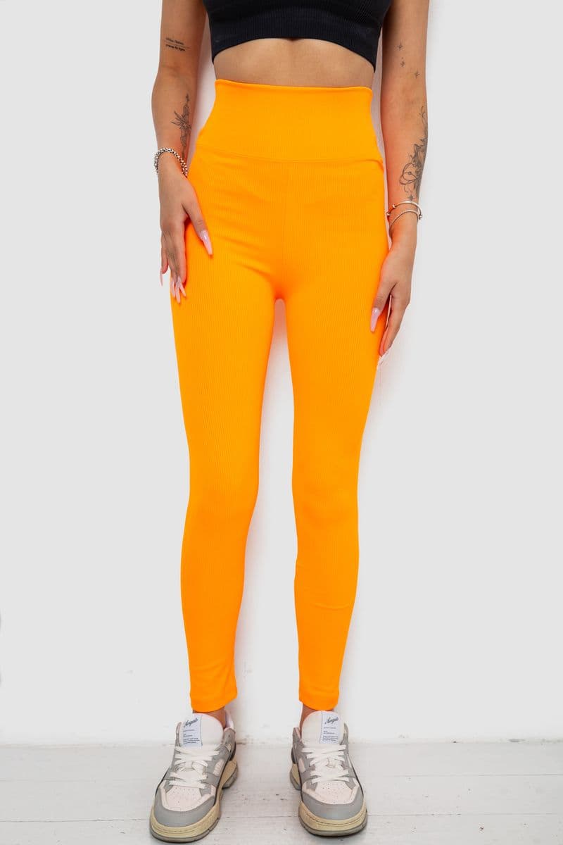 Лосини однотонні в рубчик, колір помаранчевий, 238R606 - зображення 1