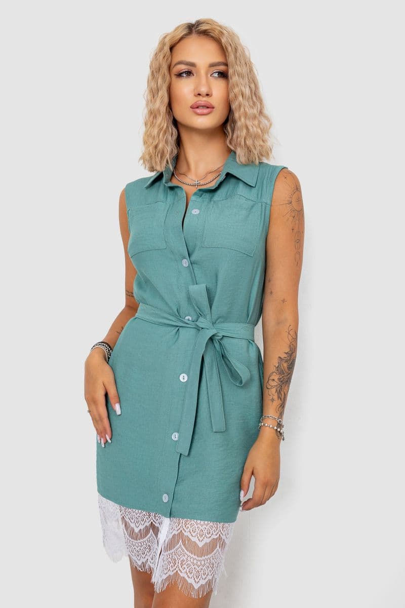 Сукня на ґудзиках, колір оливковий, 102R388 - зображення 1