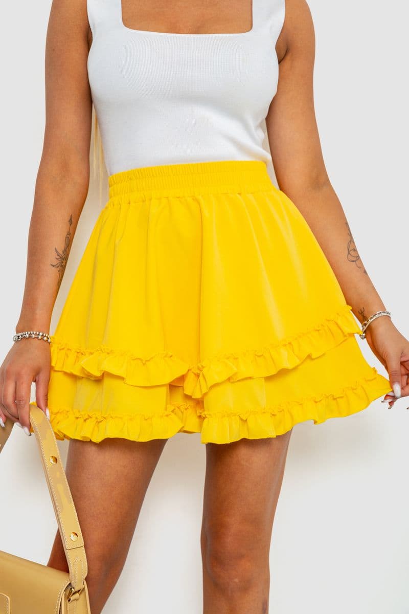 Спідниця однотонна коротка, колір жовтий, 102R5254 - зображення 1