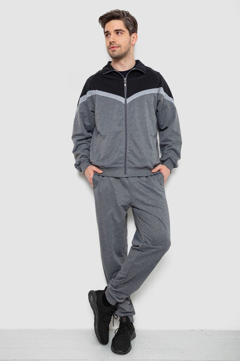 Спортивний костюм чоловічий, колір чорно-сірий, 244R9147 - зображення 1