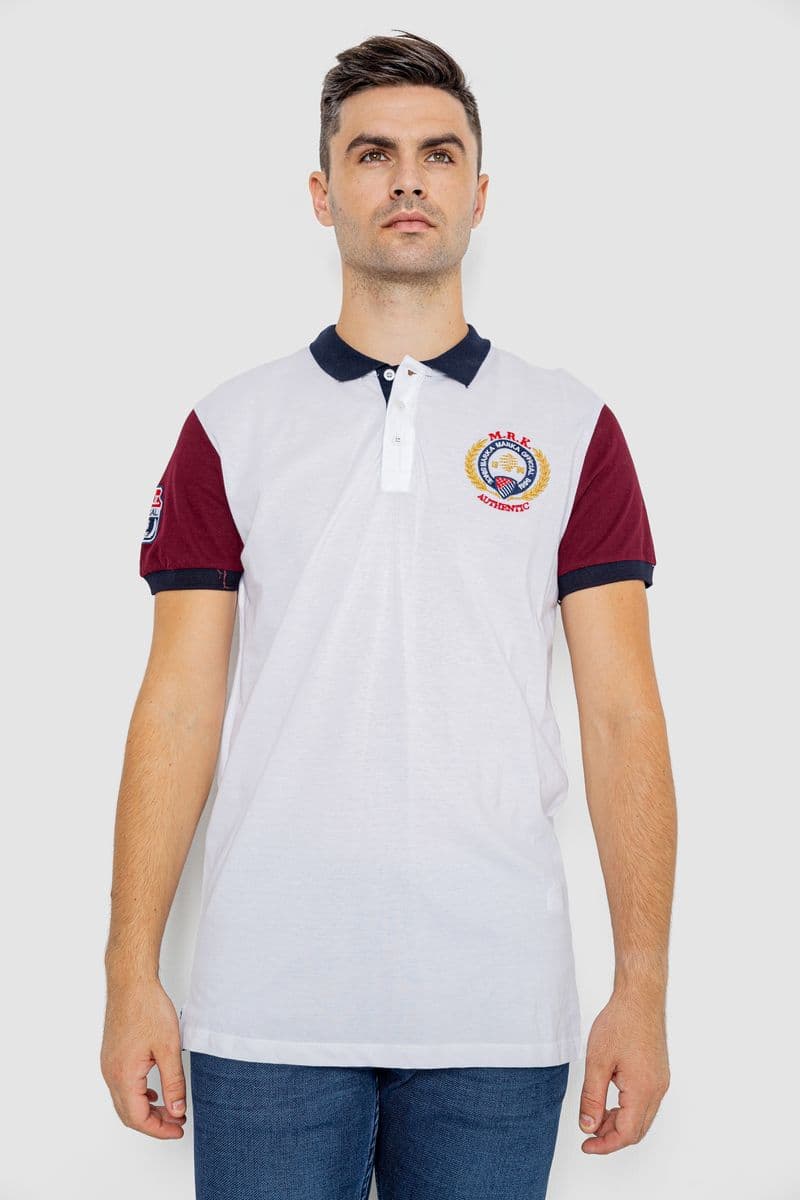 Поло чоловіче з принтом, колір білий, 247R317 - зображення 1