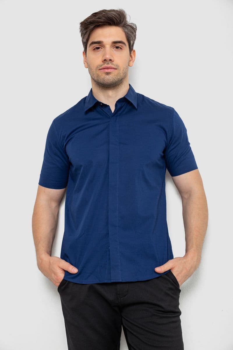 Сорочка чоловіча однотонна, колір синій, 214R6917-3 - зображення 1