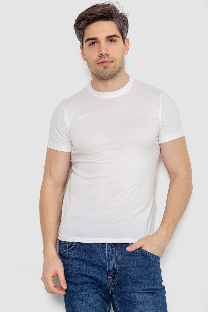 Футболка чоловіча базова білизняна, колір білий, 244R121 - зображення 1