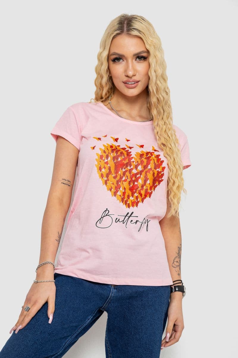 Футболка жіноча з принтом, колір рожевий, 244R2204 - зображення 1