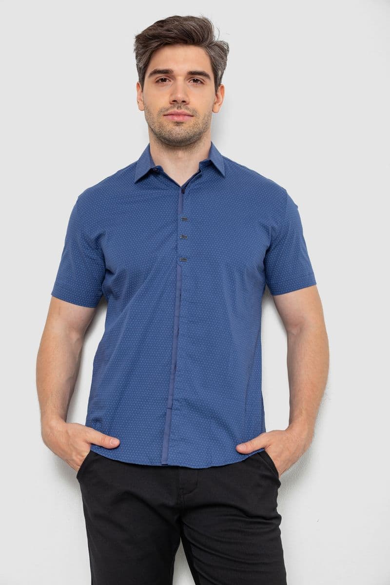 Сорочка чоловіча з принтом, колір джинс, 214R7014 - зображення 1