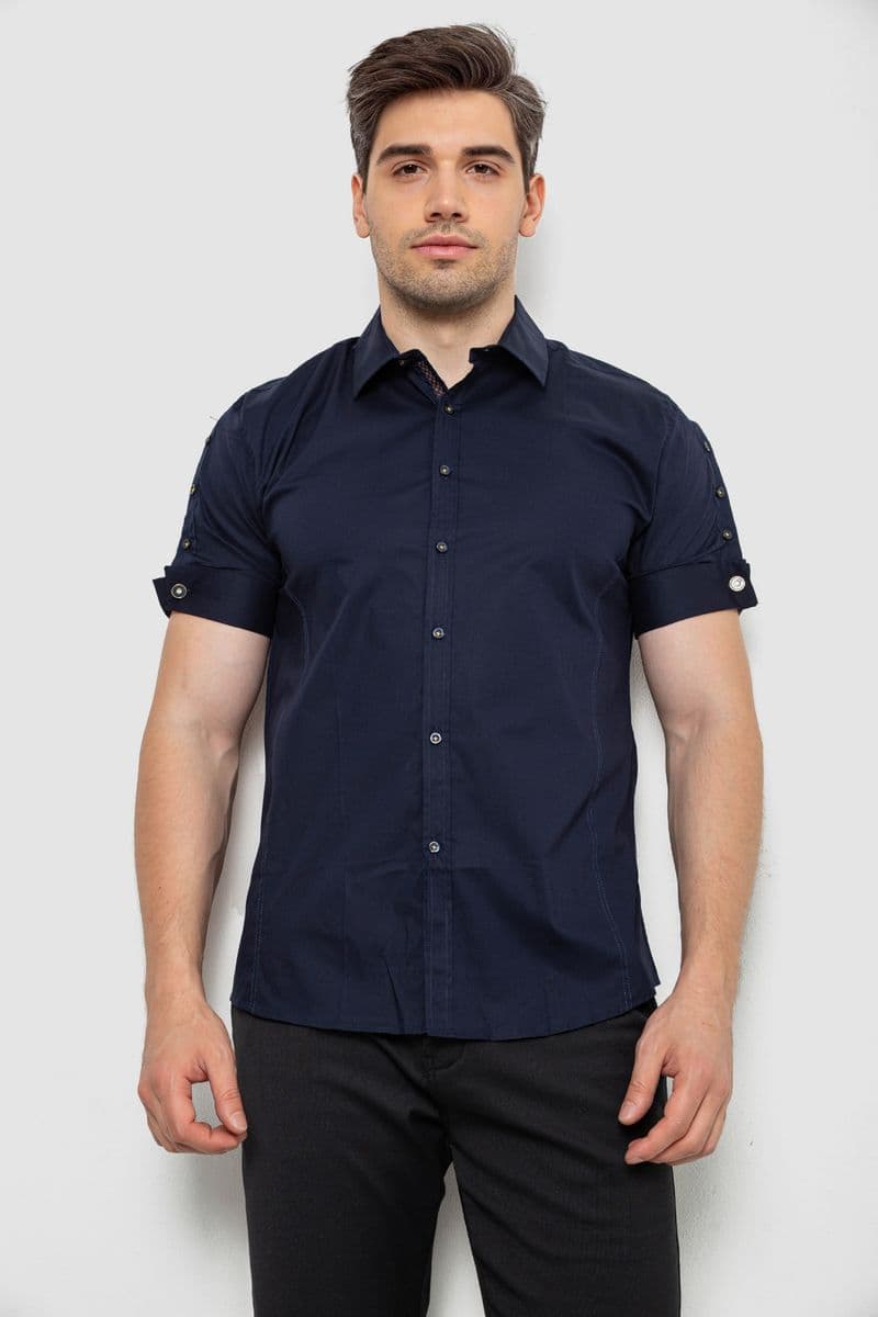 Сорочка чоловіча однотонна, колір темно-синій, 214R2553 - зображення 1
