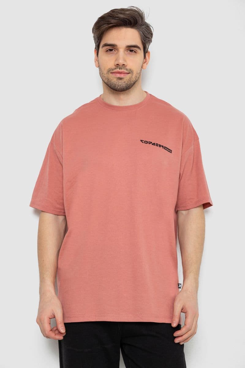 Футболка чоловіча з принтом, колір темно-кораловий, 244R2127 - зображення 1