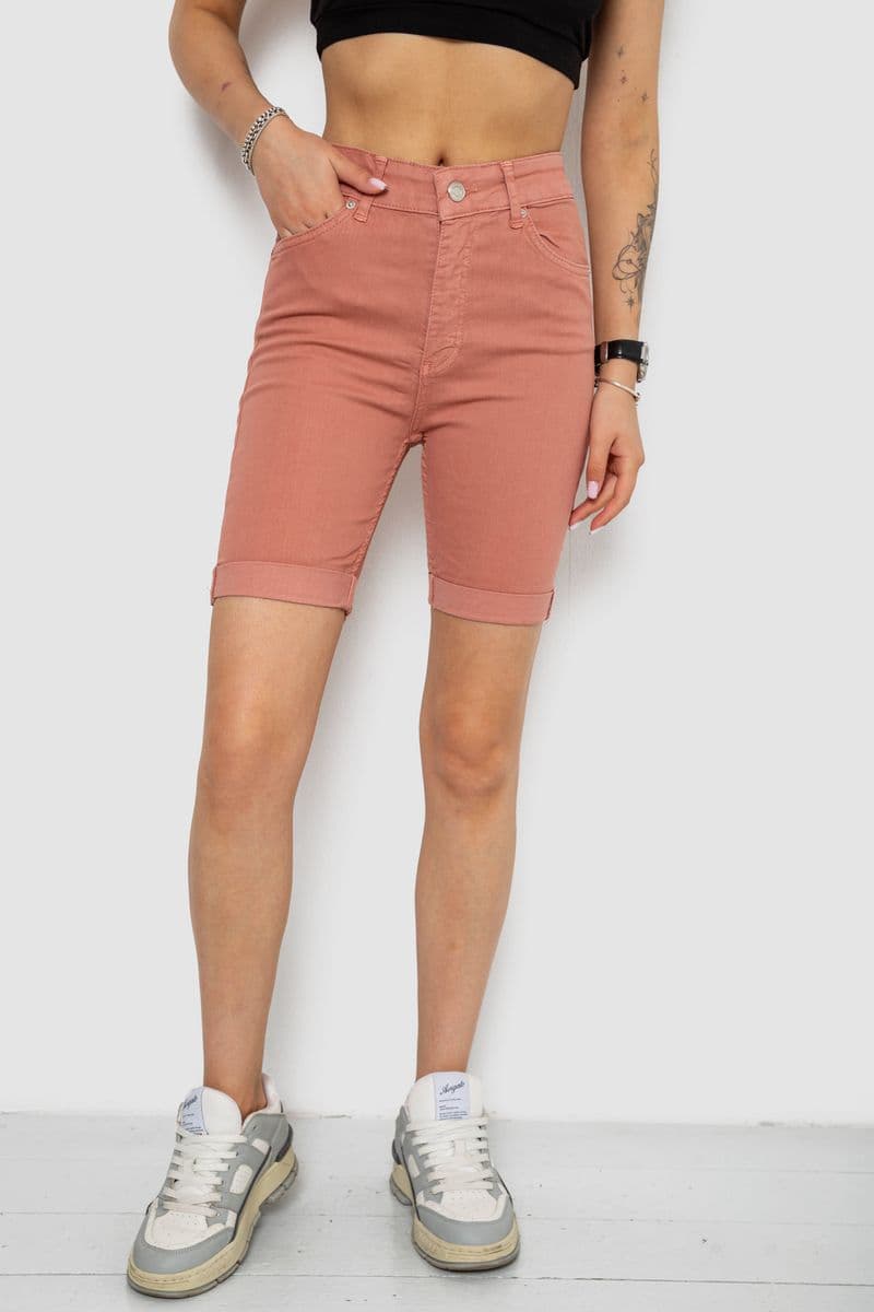 Шорти джинсові жіночі, колір пудровий, 182R1700 - зображення 1
