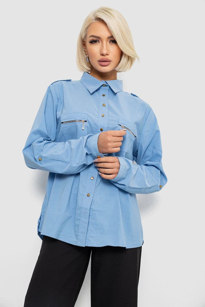 Сорочка жіноча однотонна, колір джинс, 230R301 - зображення 1