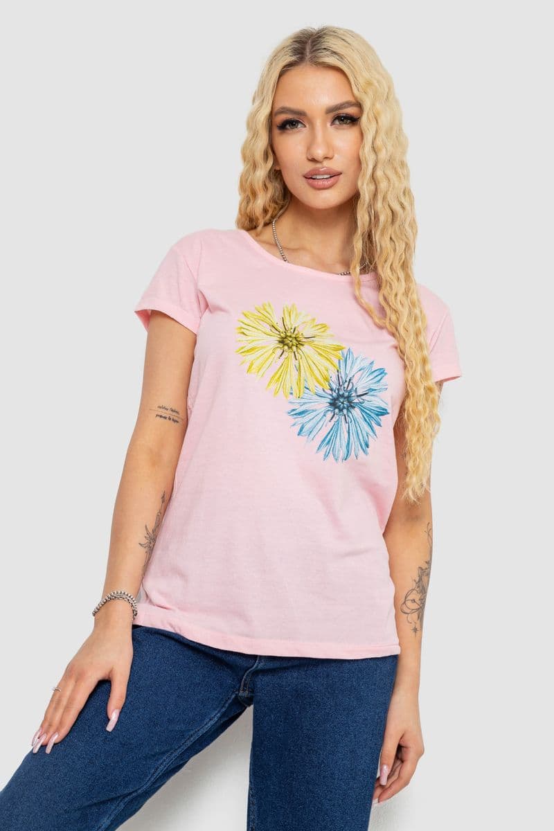 Футболка жіноча з принтом, колір рожевий, 244R2215 - зображення 1